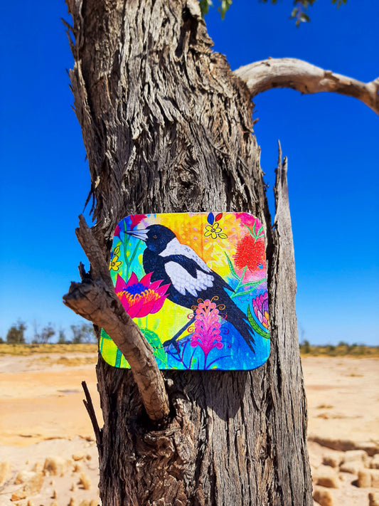 Springtime Birds & Blooms Magpie Coaster