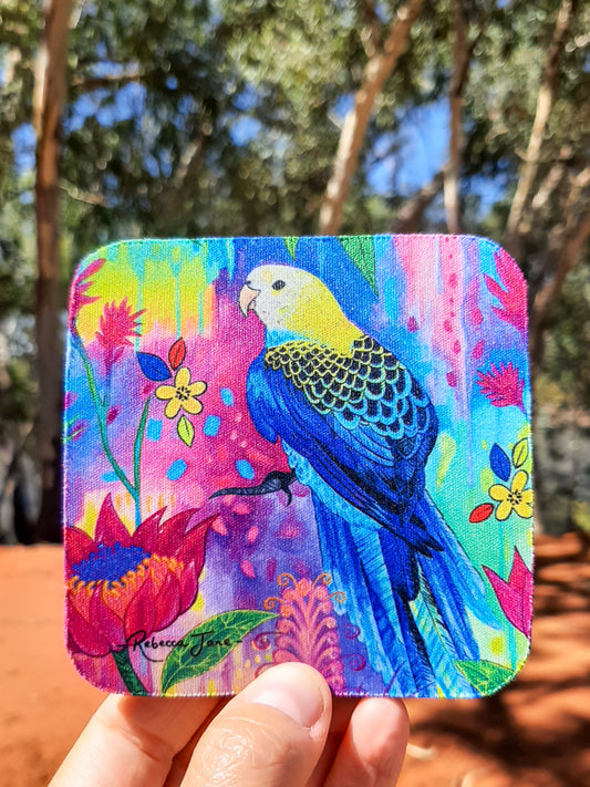 Springtime Birds & Blooms Pale Headed Rosella Coaster