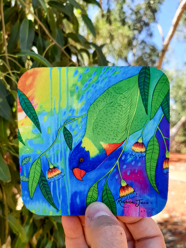 Springtime Birds & Blooms Rainbow Lorikeet Coaster