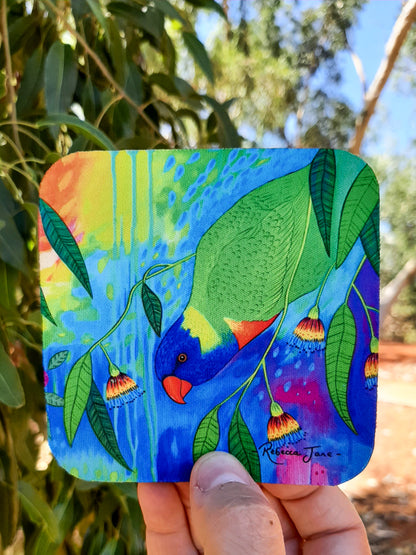 Springtime Birds & Blooms Rainbow Lorikeet Coaster