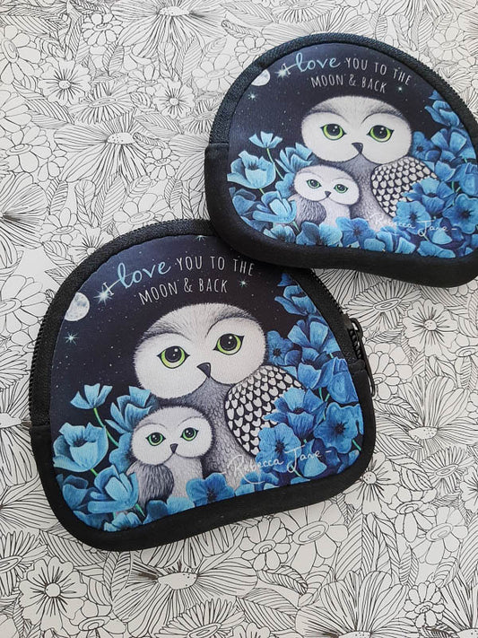 Owls in Poppies Cornflower Coin Pouch