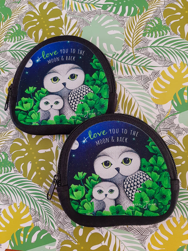Owls in Poppies Green Coin Pouch
