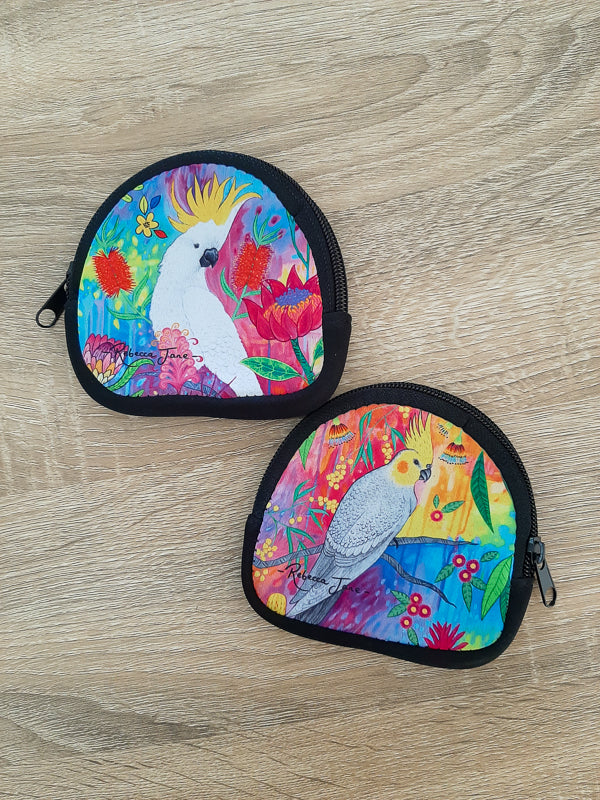Springtime Birds Cockatoo & Cockatiel Coin Pouch