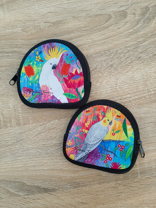 Springtime Birds Cockatoo & Cockatiel Coin Pouch