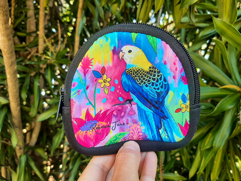 Springtime Birds Rainbow Lorikeet & Rosella Coin Pouch
