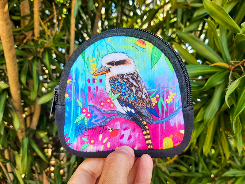 Springtime Birds & Blooms Magpie & Kookaburra Coin Pouch
