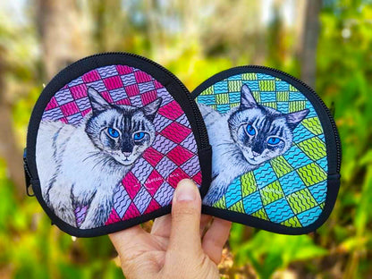 Zak the Cat (one side pink the other side green) Coin Pouch