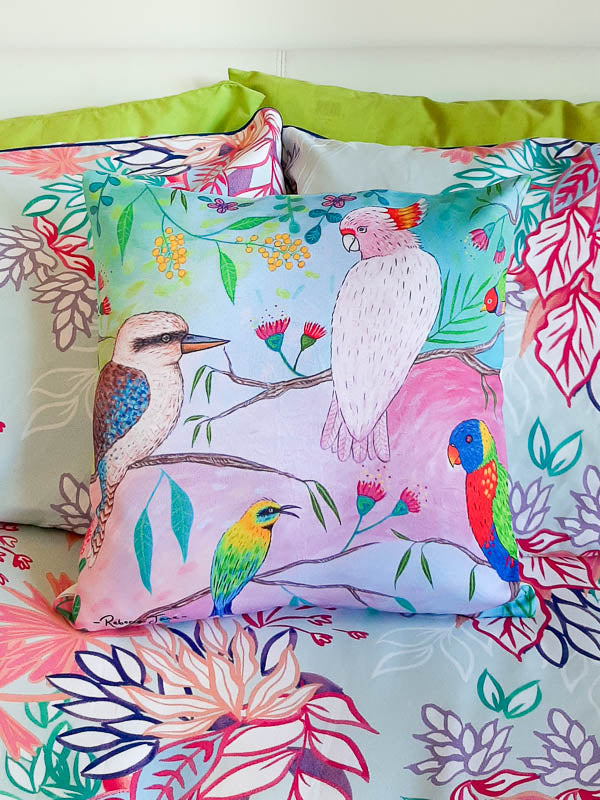 Colourful Birds Kookaburra Cushion Cover
