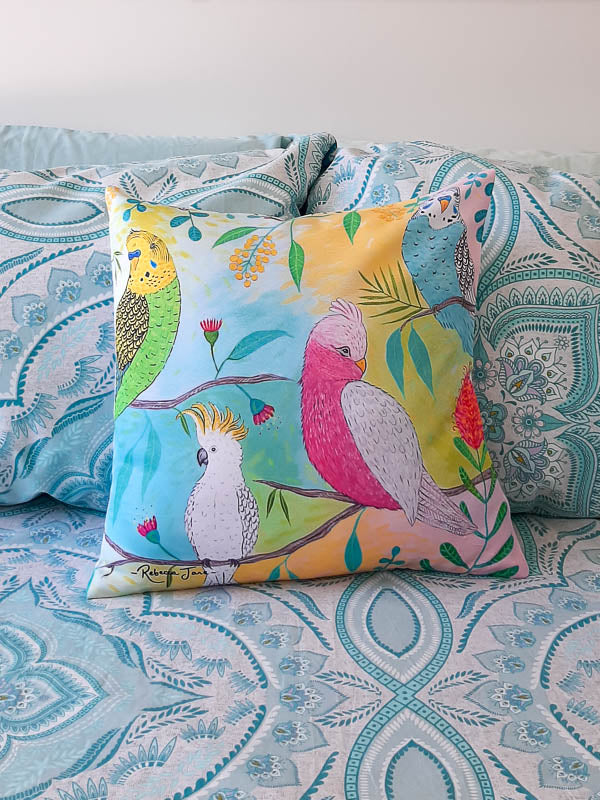 Colourful Birds Pink Galah Cushion Cover