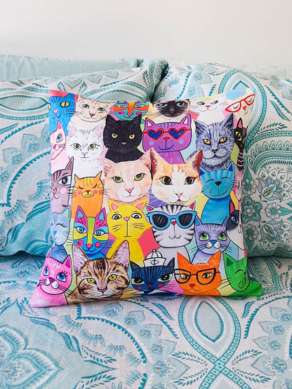 Colourful Cats Cushion Cover
