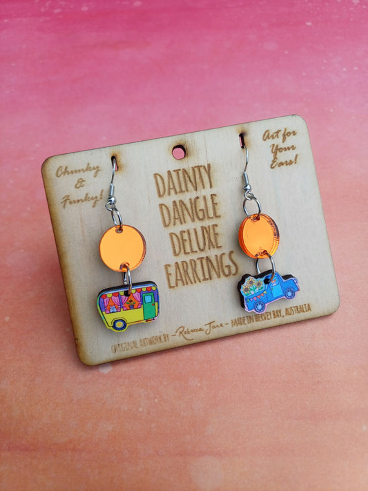 Ute & Caravan Dainty Dangle Deluxe Earrings