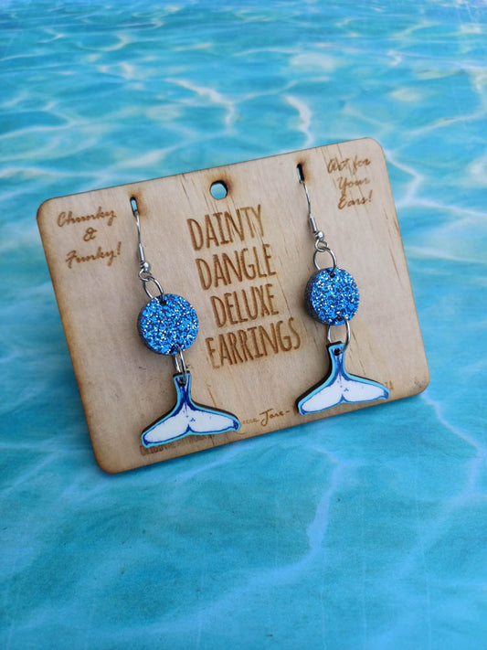 Whale Tail Dainty Dangle Deluxe Earrings
