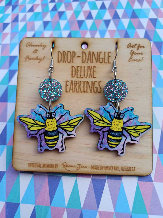 Bee Happy Drop Dangle Deluxe Earrings