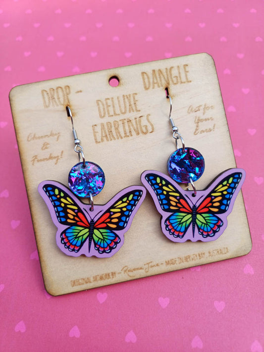 Butterfly Drop Dangle Deluxe Earrings