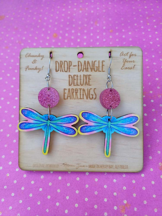 Dragonfly Drop Dangle Deluxe Earrings