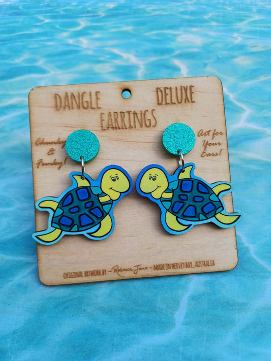 Happy Turtle Dangle Deluxe Earrings