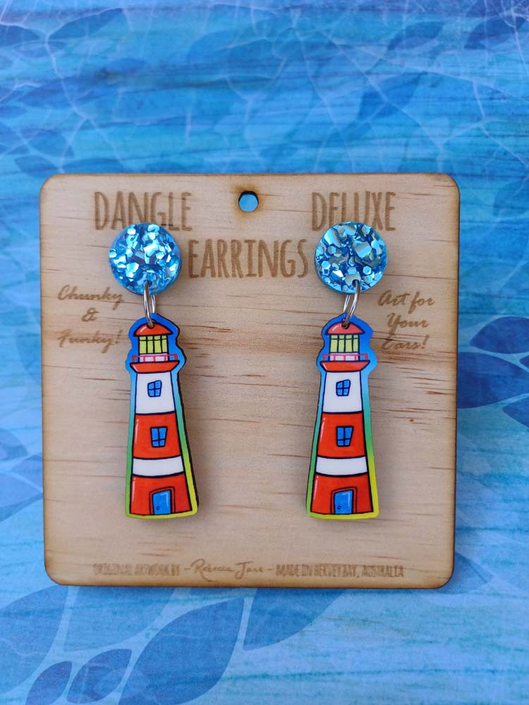 Lighthouse Dangle Deluxe Earrings