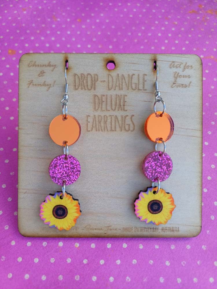 Sunflower Dreaming Drop Dangle Deluxe Earrings