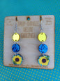 Sunflowers n Bees Drop Dangle Deluxe Earrings