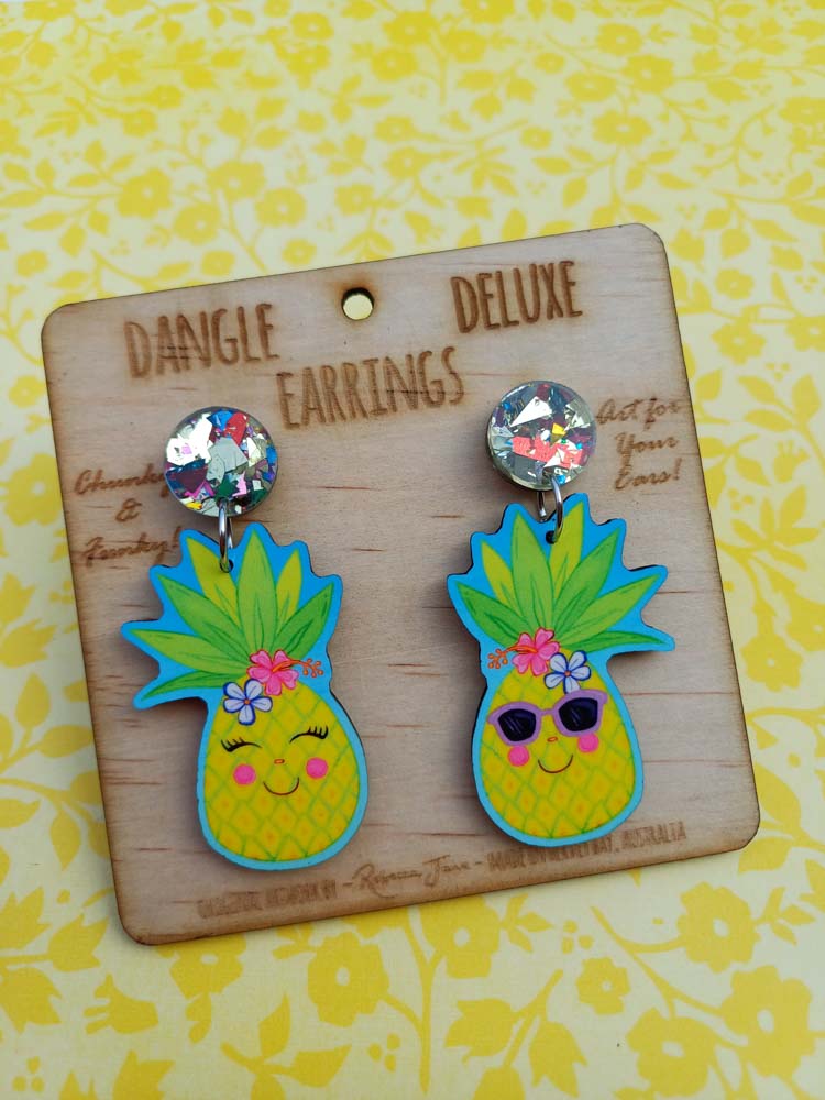 Sweet Pineapples Dangle Deluxe Earrings
