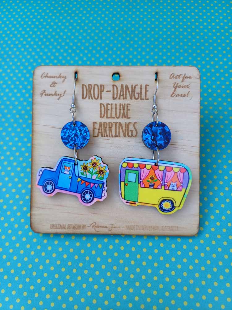 Ute & Caravan Drop Dangle Deluxe Earrings