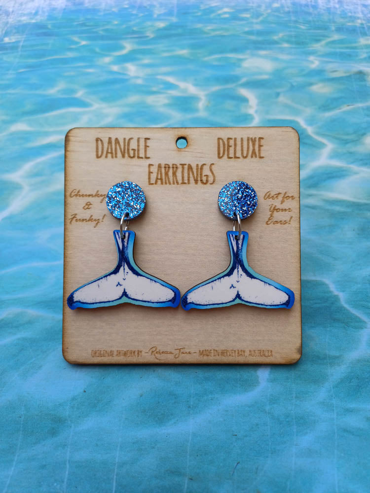 Whale Tail Dangle Deluxe Earrings