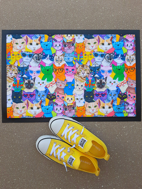 Colourful Cats Door Mat