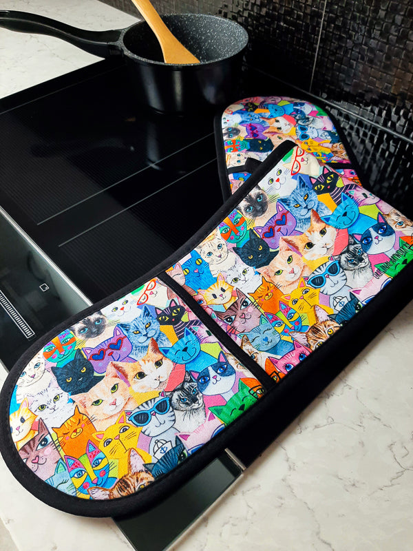 Colourful Cats Double Oven Mitt