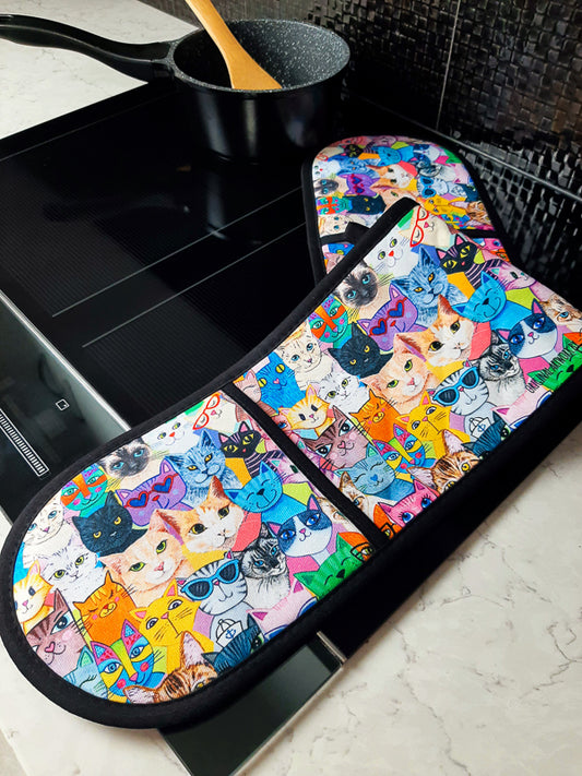 Colourful Cats Double Oven Mitt