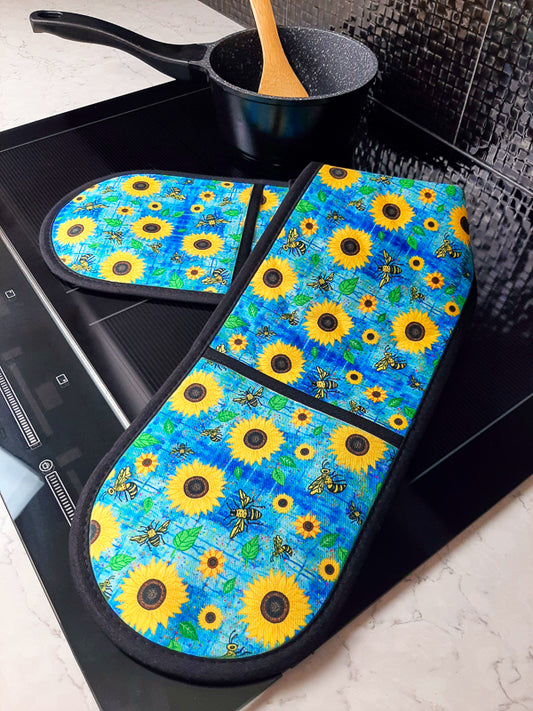 Sunflowers n Bees Double Oven Mitt