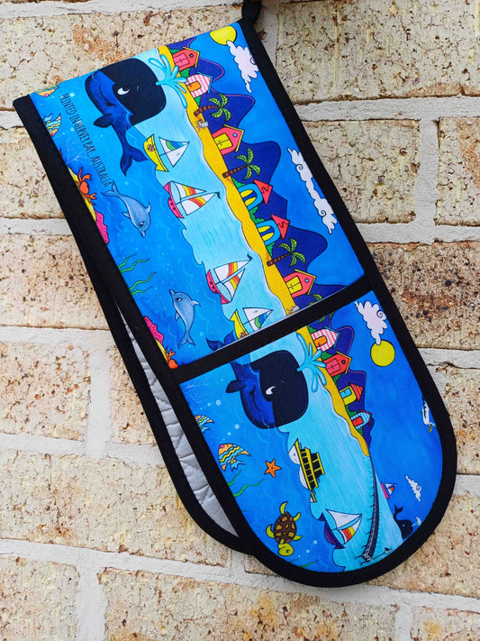 Whale Town Double Oven Mitt
