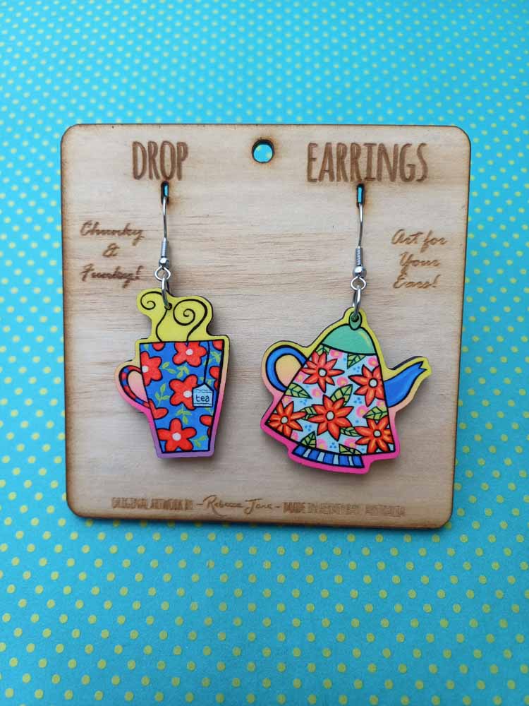 Tea Set Drop Earrings