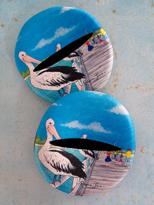 Pelicans on the Pier Glass Slipper