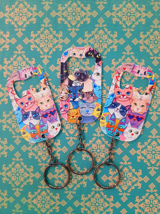 Colourful Cats Keyring Bottle Opener