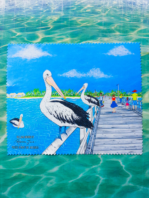 Pelicans on the Pier Lens Cloth