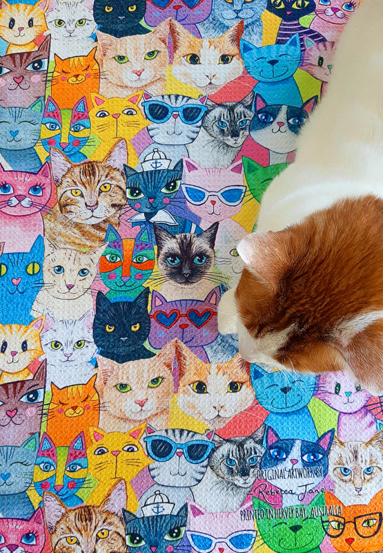 Colourful Cats Tea Towel
