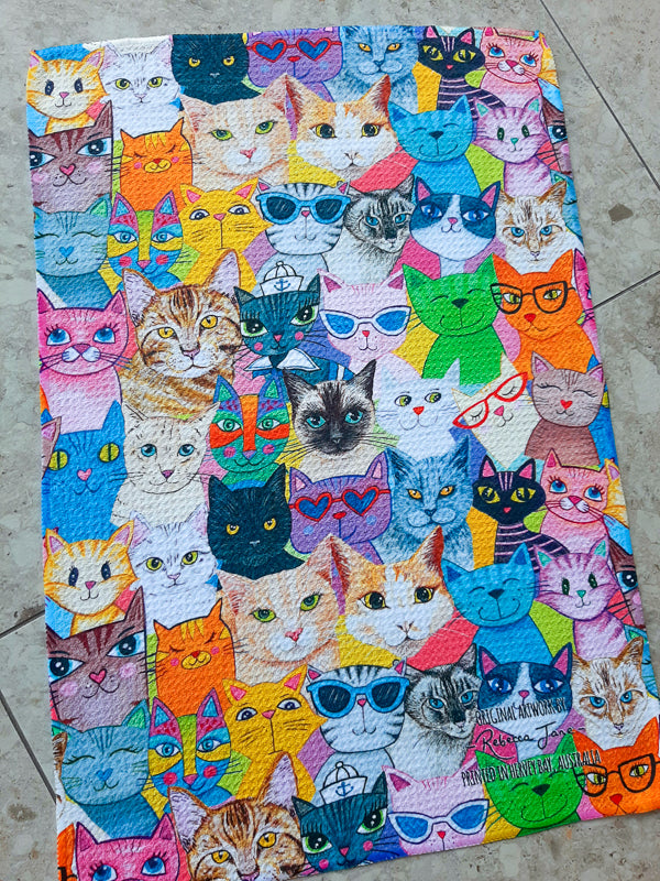 Colourful Cats Tea Towel