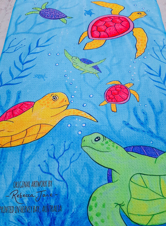 Colourful Turtles Tea Towel