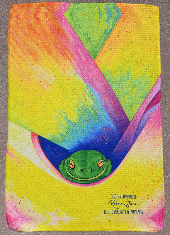 Friendly Frog Vibes Tea Towel
