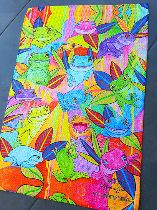 Frog Moods Tea Towel