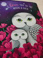 Owls in Poppies Pink Tea Towel