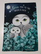 Owls in Poppies Mint Tea Towel