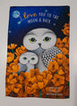 Owls in Poppies Orange Tea Towel