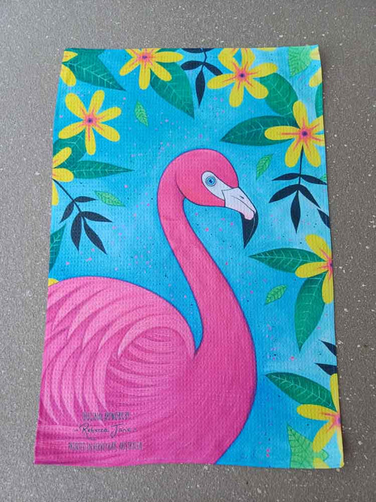 Pink Flamingo Tea Towel