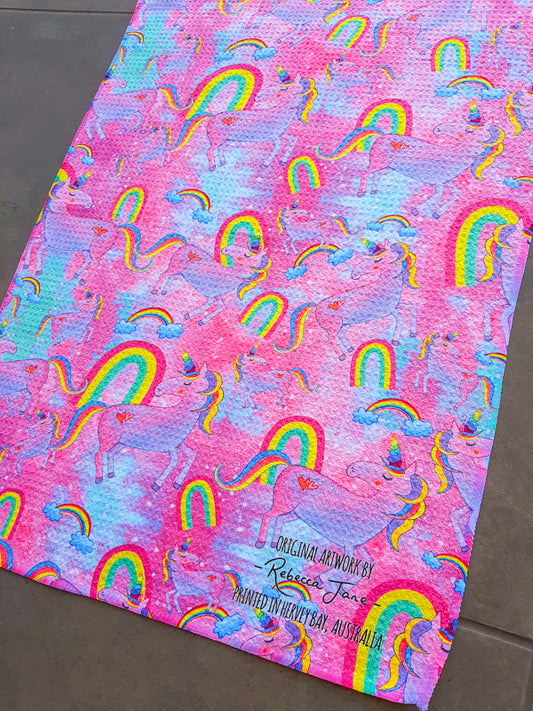 Unicorns & Rainbows Tea Towel