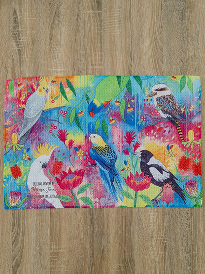 Springtime Birds & Blooms Tea Towel