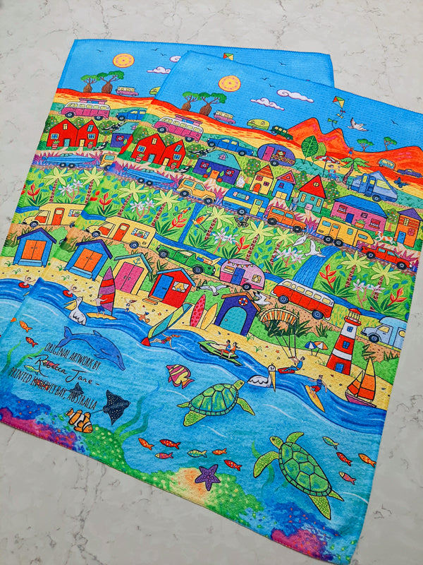 Summer Holiday Tea Towel