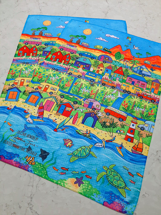 Summer Holiday Tea Towel