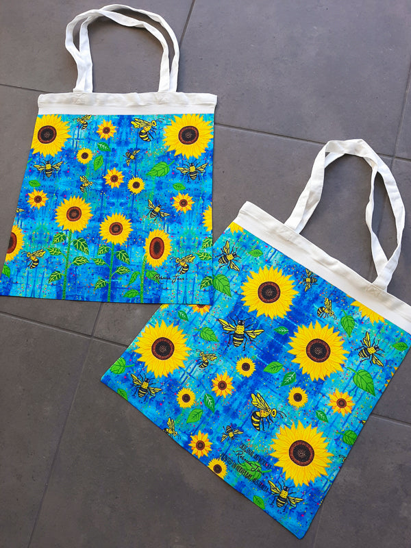 Sunflowers n Bees Tote Bag