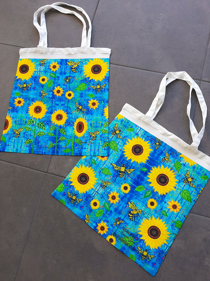Sunflowers n Bees Tote Bag